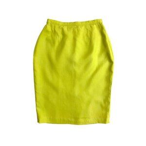 Dana Buchman Silk Pencil Skirt Neon Yellow Petites SZ 8 P